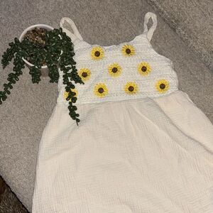 Btween Girls Sunflower Embroidered Cream Dress